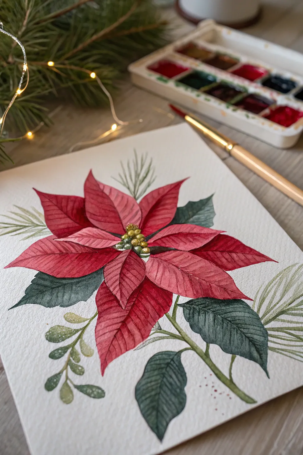 Capture the timeless beauty of the season with elegant poinsettia watercolor patterns.