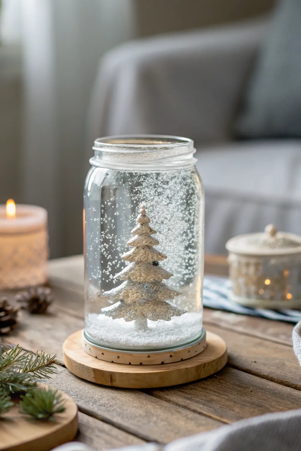 Capture the magic of the season with a minimalist snow globe jar, a perfect blend of simplicity and enchantment. ❄️✨