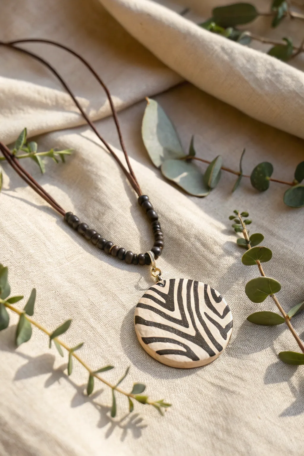 Embrace your wild side with chic zebra print clay jewellery, blending nature and artistry in minimalist elegance.