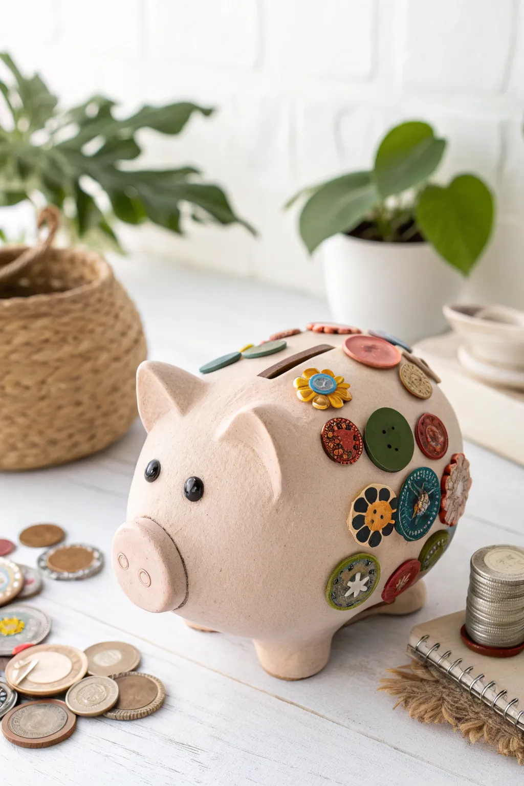 Transform savings into art with this whimsical clay piggy bank - where minimalism meets boho charm!