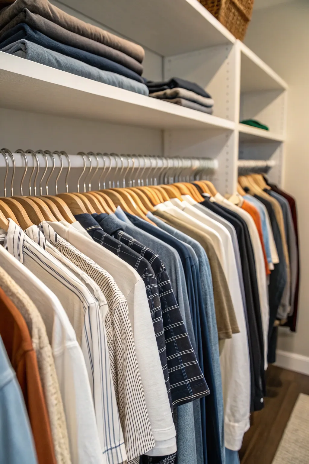 Closet with matching hangers for a polished appearance.