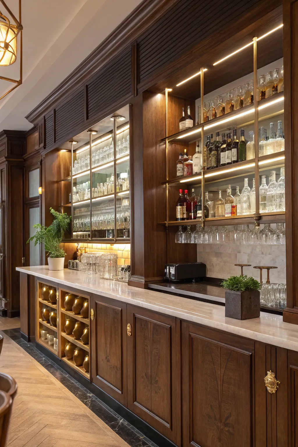 Keep your bar organized and efficient with functional storage solutions for a smooth operation.