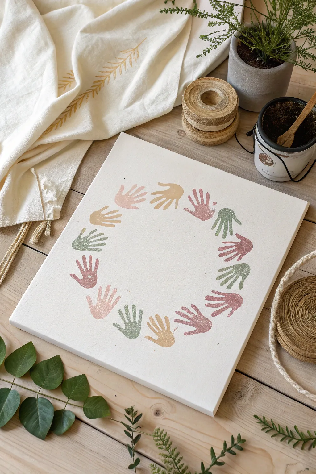 Embrace the never-ending cycle of love with interlocking handprint circles.