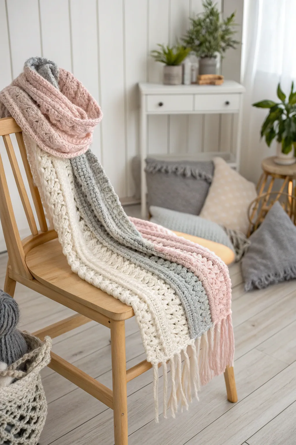 Embrace simplicity and warmth with a hand-loomed knitted scarf, perfect for cozy moments and mindful crafting.