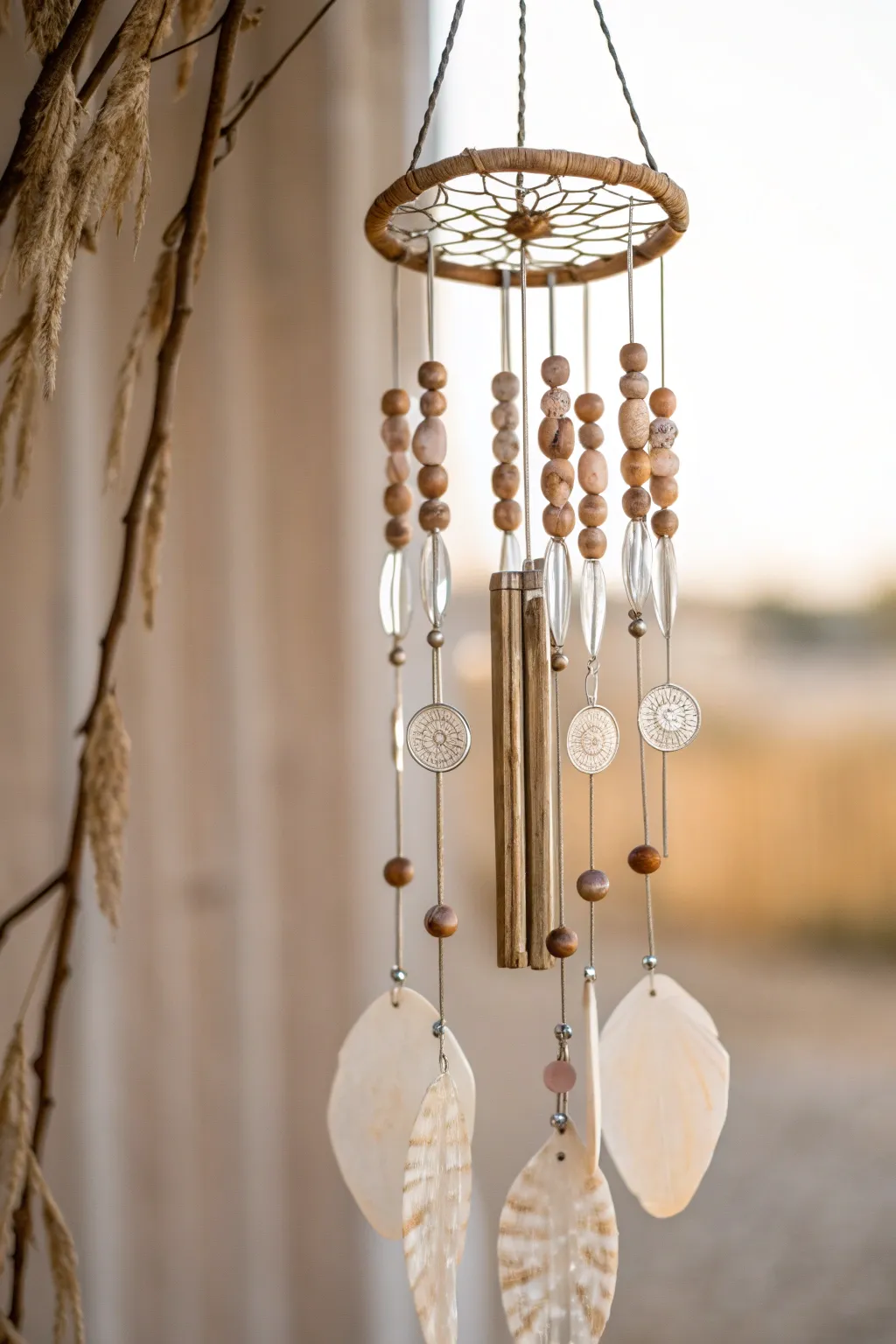 Capture the serenity of handmade beauty with these DIY wind chimes, perfect for your next craft night with friends.