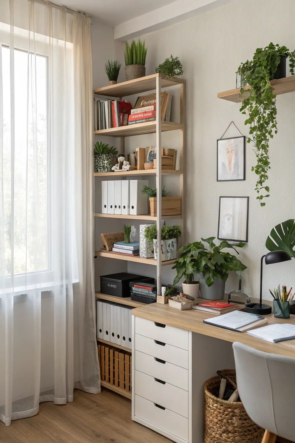 Maximize space with clever corner shelving.