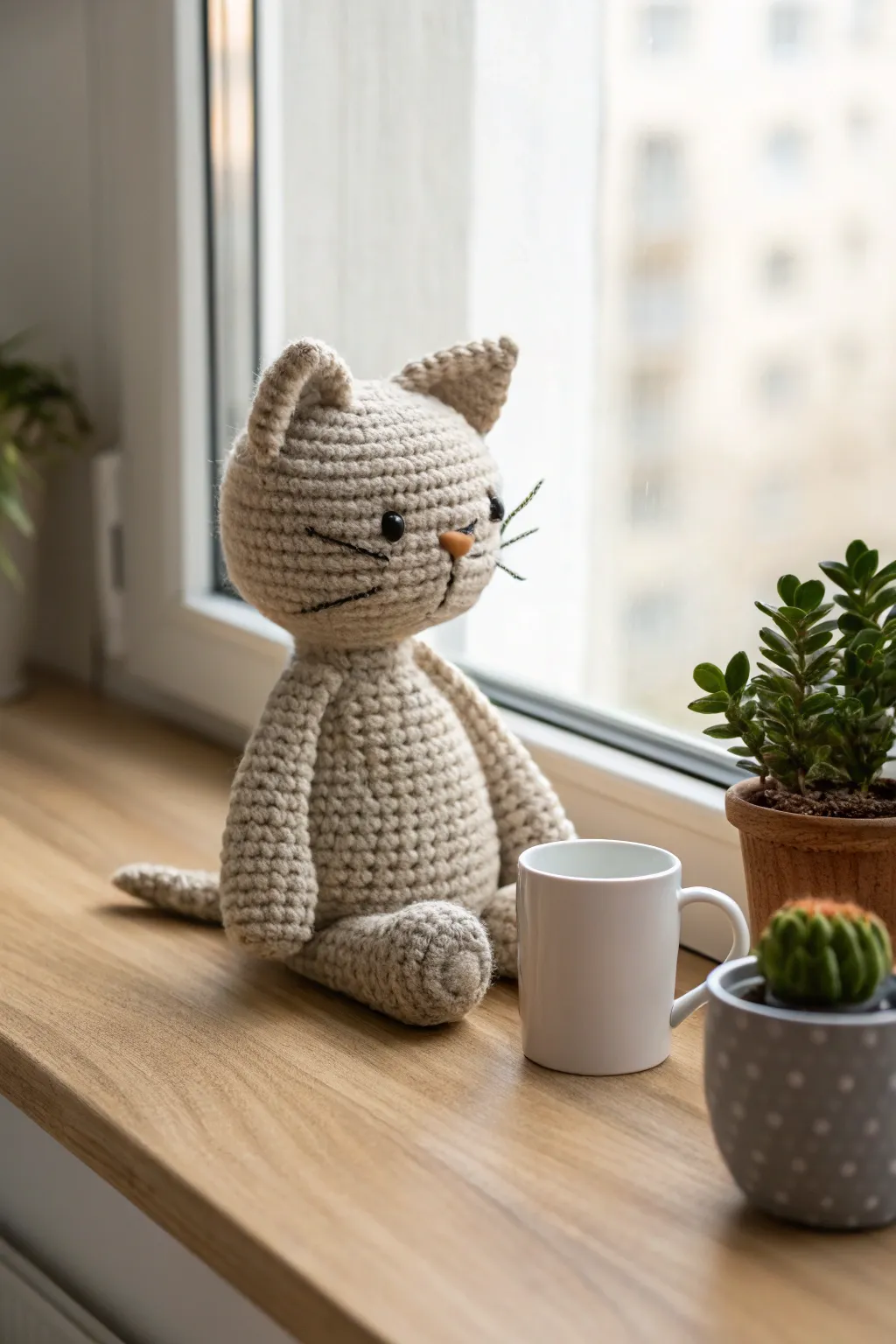 Cuddle up with this charming crochet amigurumi cat, a perfect handmade gift for any animal lover.