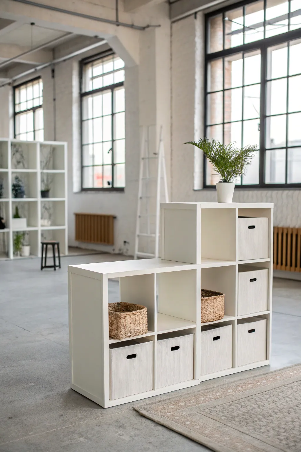 Cube storage helps achieve a minimalist and modern aesthetic.