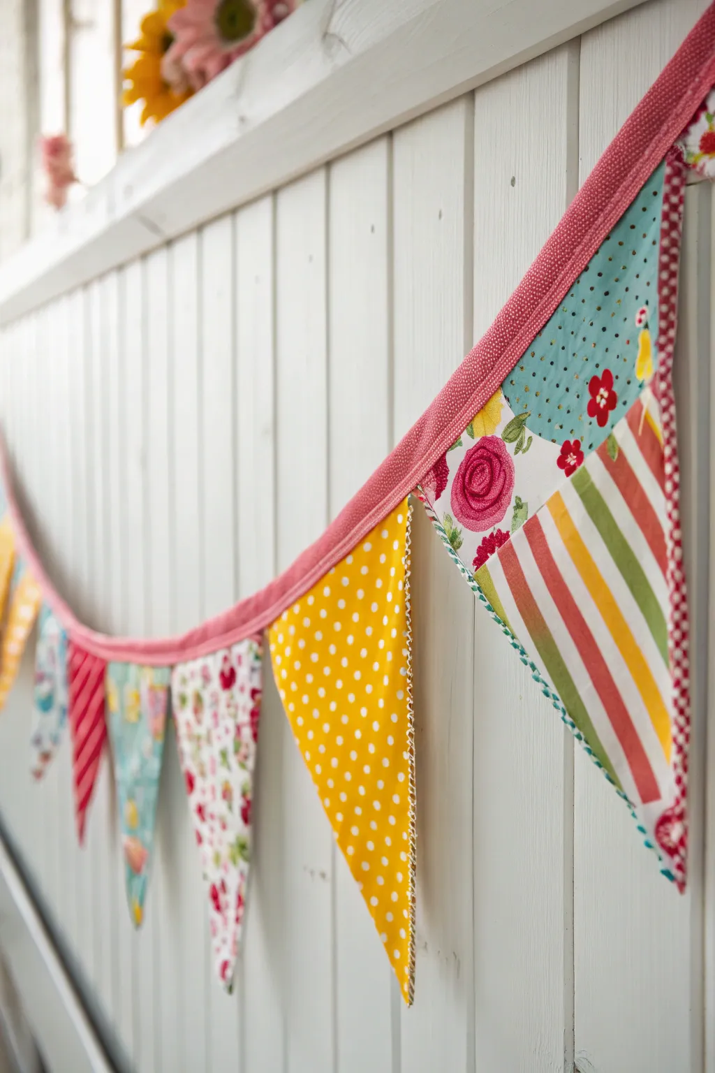 Add a splash of joy to your space with vibrant fabric bunting!