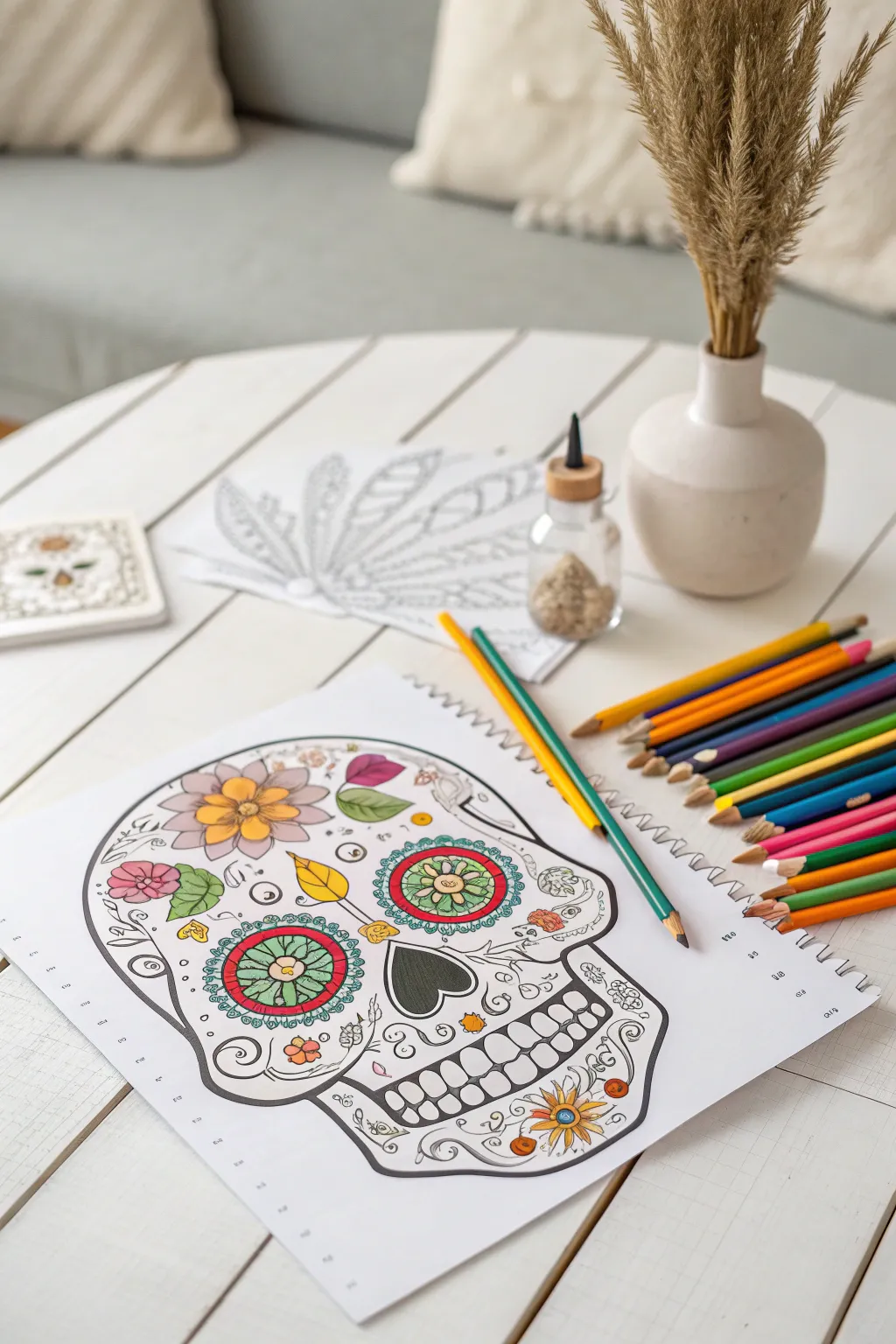 Unleash your creativity with this interactive Day of the Dead color-by-number skull, where art becomes a shared journey. 🎨✨
