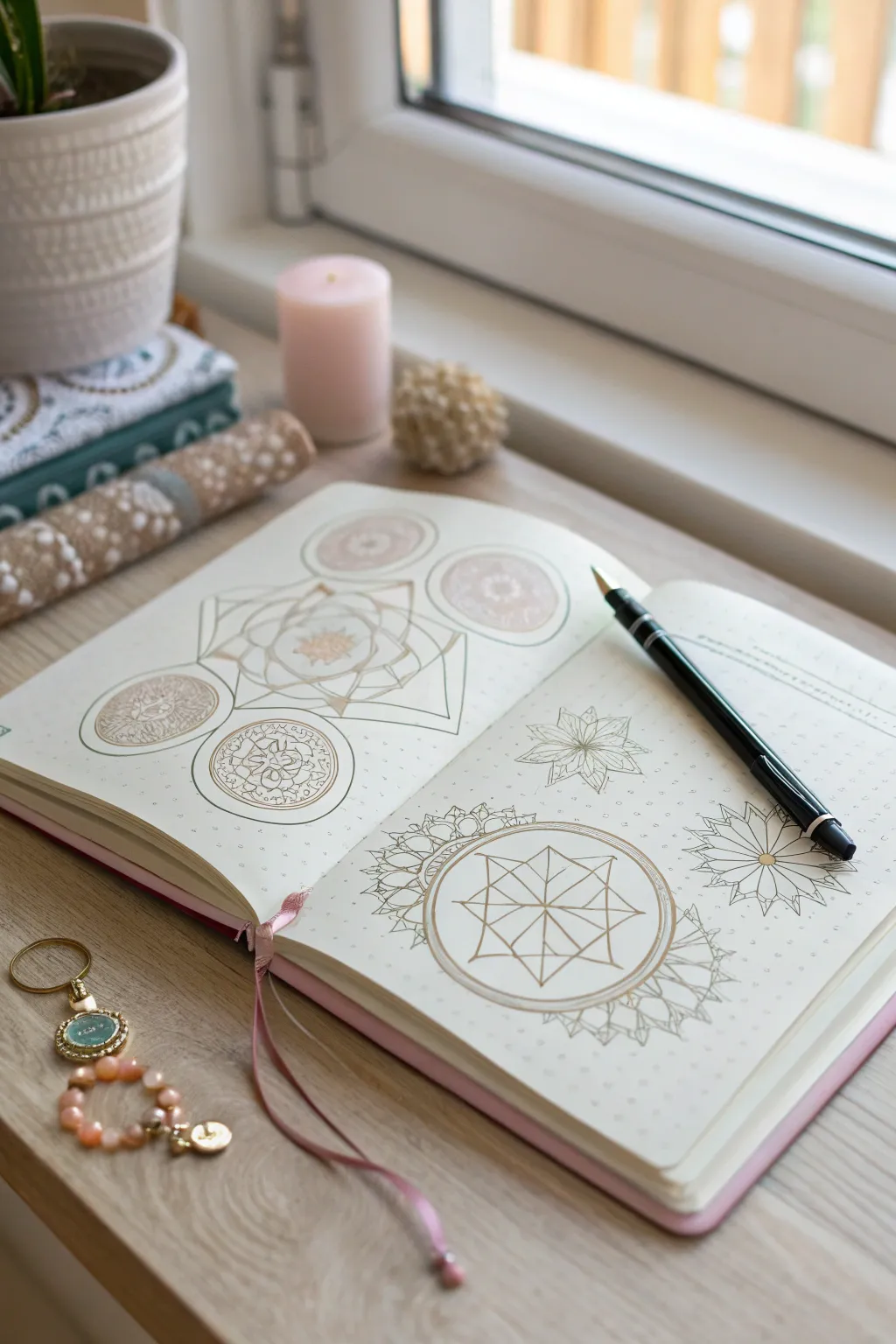 Bring structure and elegance to your journaling with sophisticated geometric patterns. #JournalDesign #ScandiBoho
