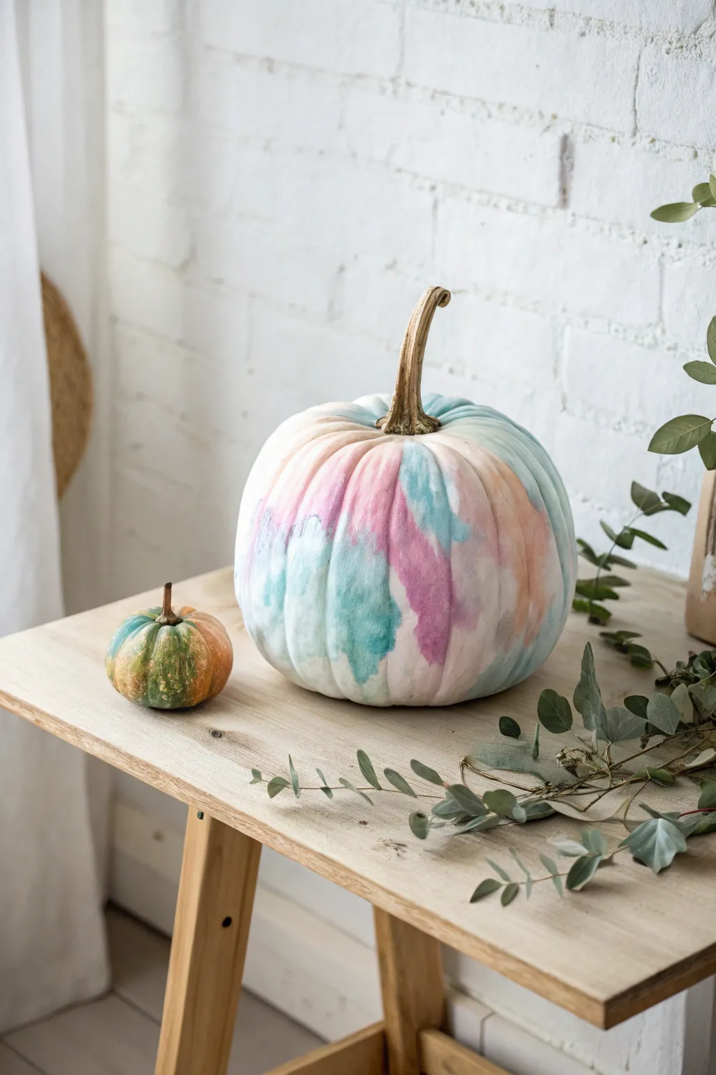 Transform your pumpkin into a whimsical piece of art with watercolor-inspired decoupage. 🎨✨ #MinimalistBoho #CraftedElegance