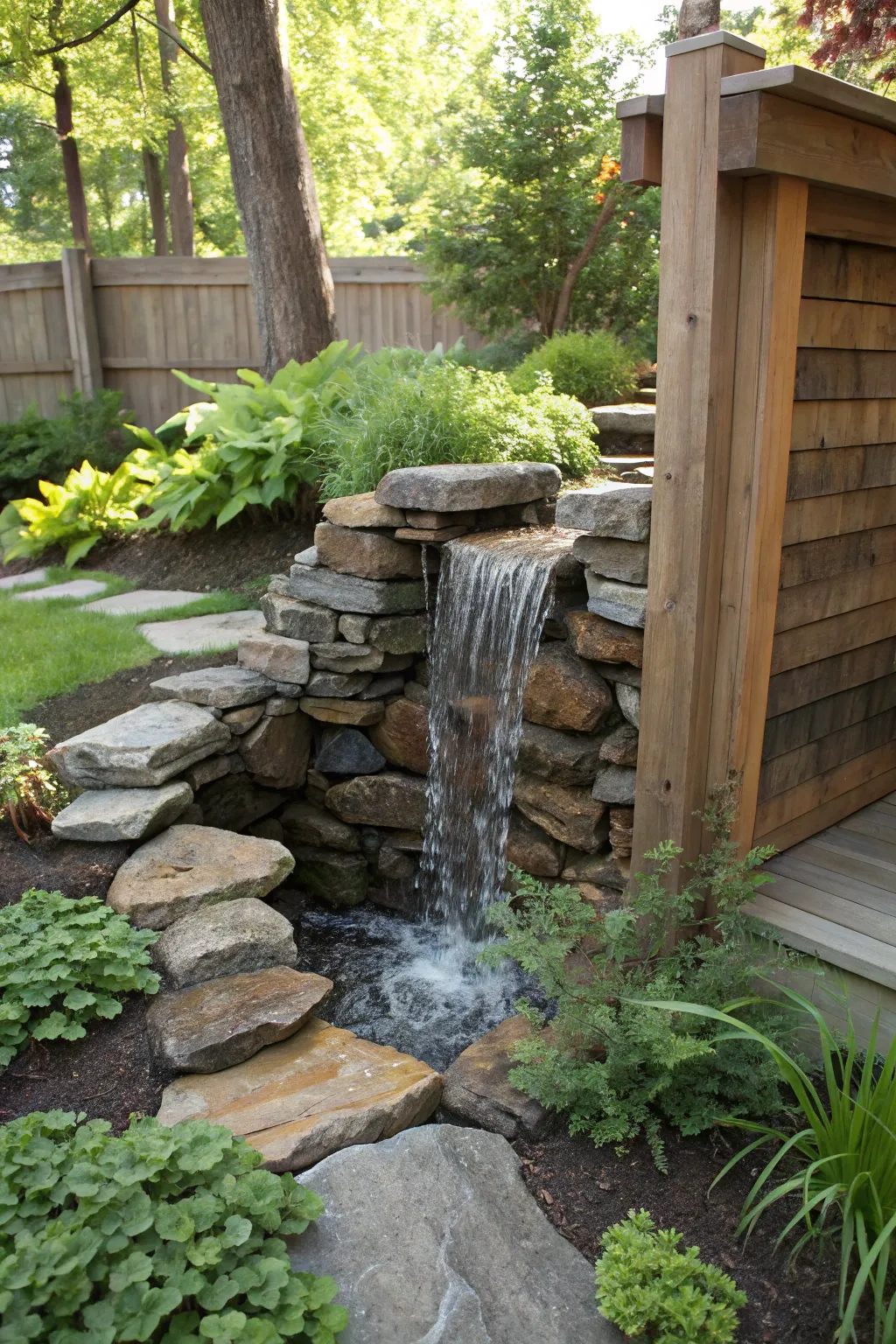 Transform excess water into a backyard masterpiece with this stunning handcrafted waterfall.