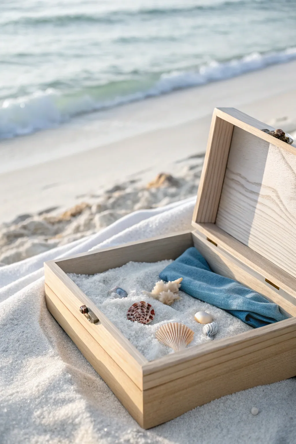 Escape to a serene beach oasis with this minimalist diorama box, where simplicity meets natural elegance.