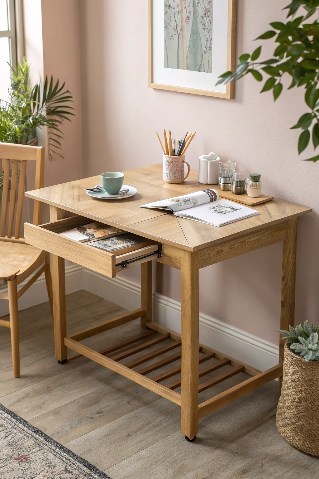 Transform your space with this stunning fold-out table—perfect for creatives who value style and functionality.