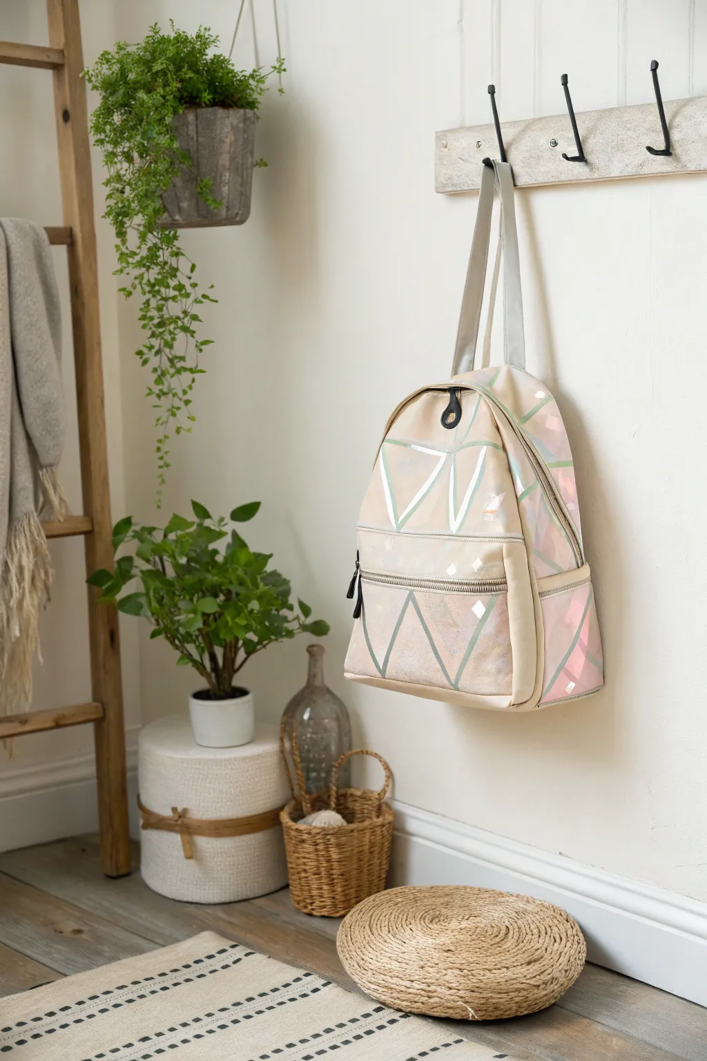 Elevate your backpack game with chic reflective tape—safety meets style for those evening strolls.