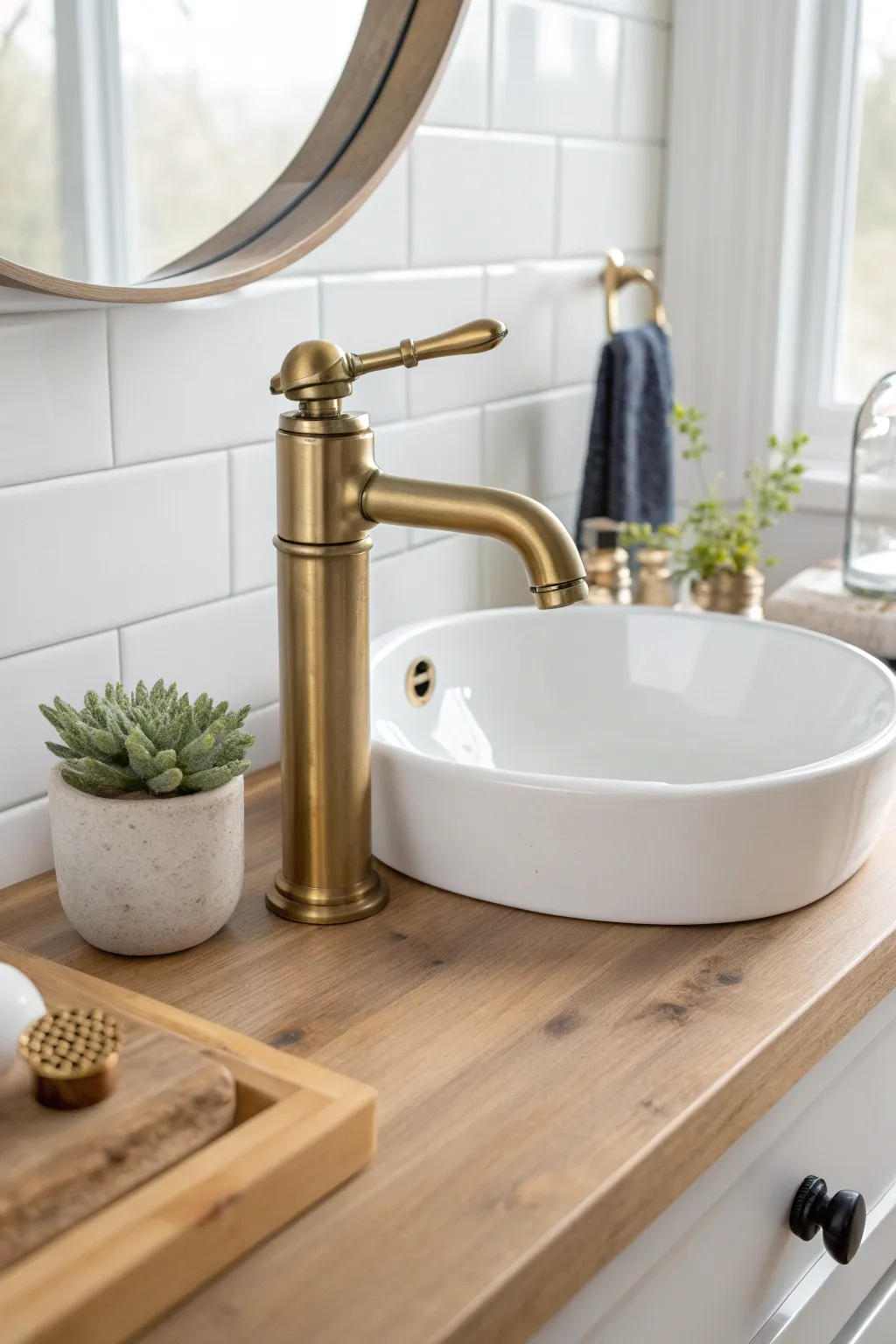 Transform your bathroom with a touch of elegance using a simple spray paint update. #DIYDecor #ScandiBohoStyle