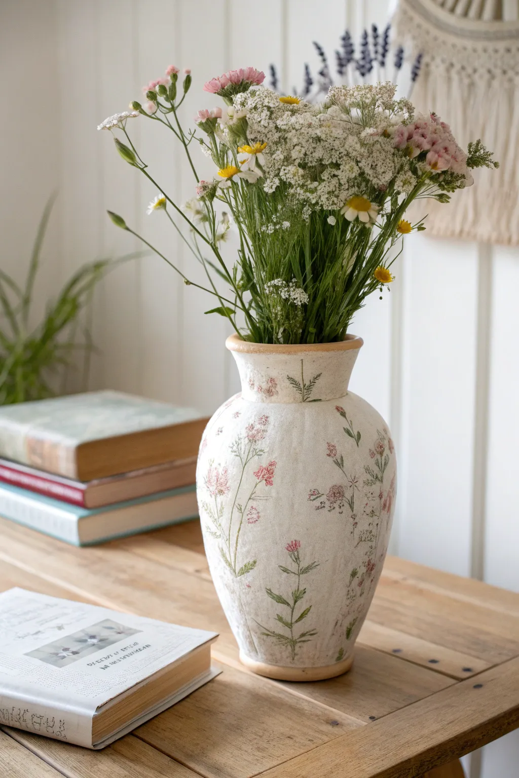 Elevate your gift-giving with a DIY decoupage vase filled with fresh blooms—an artful expression of friendship and creativity.