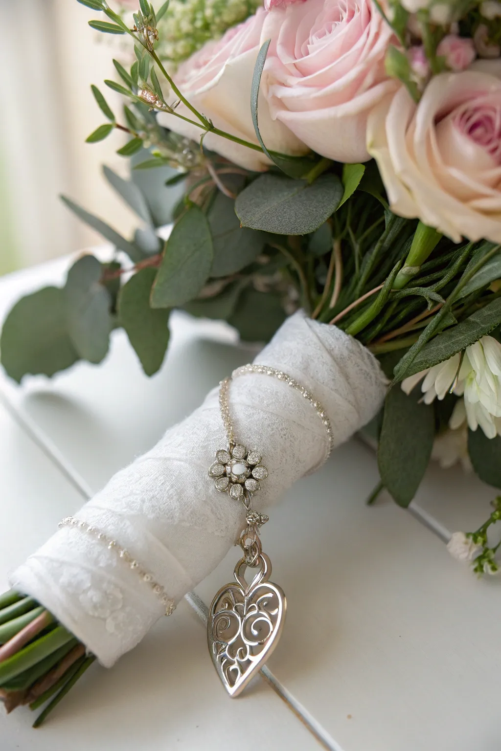 Add a personal touch to your bridal bouquet with a meaningful charm that tells your unique story.
