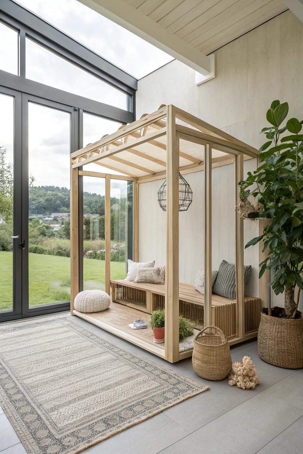 Let your feline friends enjoy their own cozy Scandinavian retreat with a view.