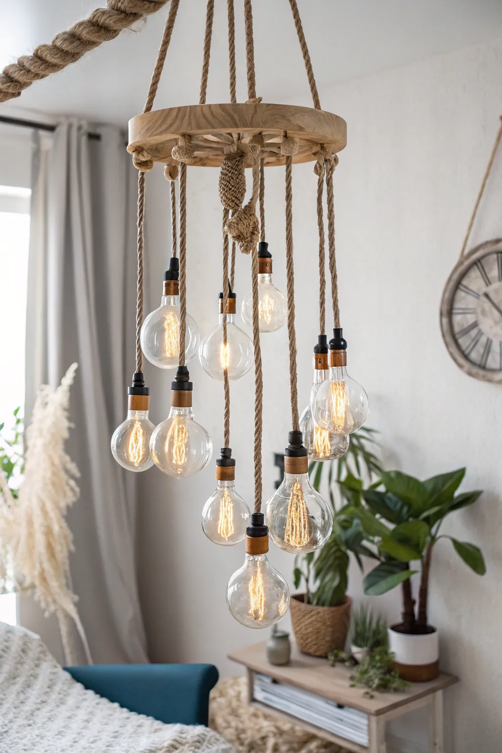 Illuminate your space with a touch of eclectic elegance: mix Edison and globe bulbs for a warm, inviting chandelier makeover.