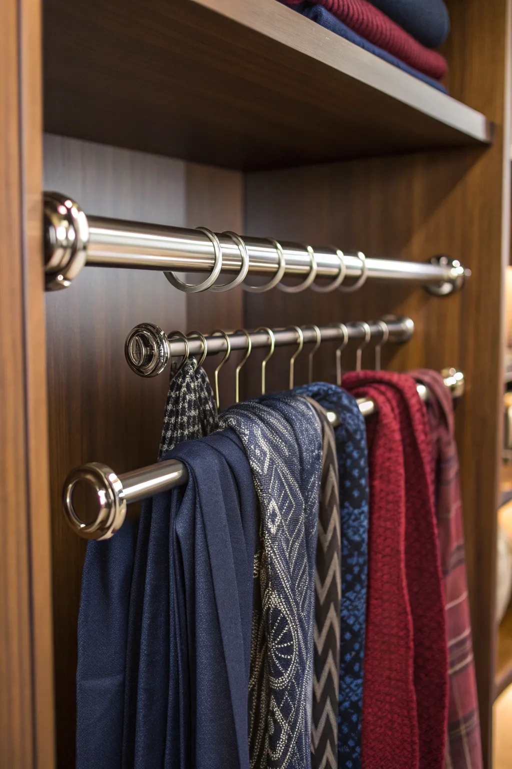 Elevate your closet organization with stylish tension rods for a clutter-free, sophisticated look.