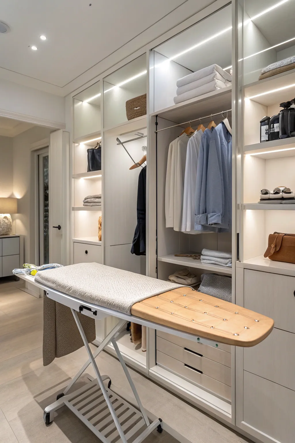 Effortless elegance: A seamless blend of style and functionality with this minimalist pull-out ironing board.