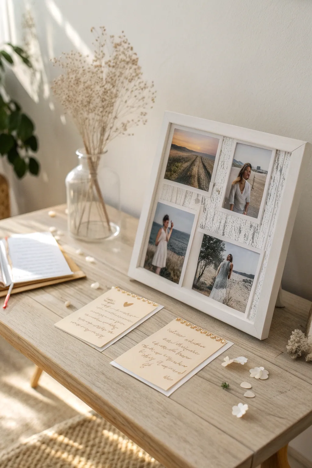 Infuse your collage with personal stories through handwritten notes, creating an intimate masterpiece.