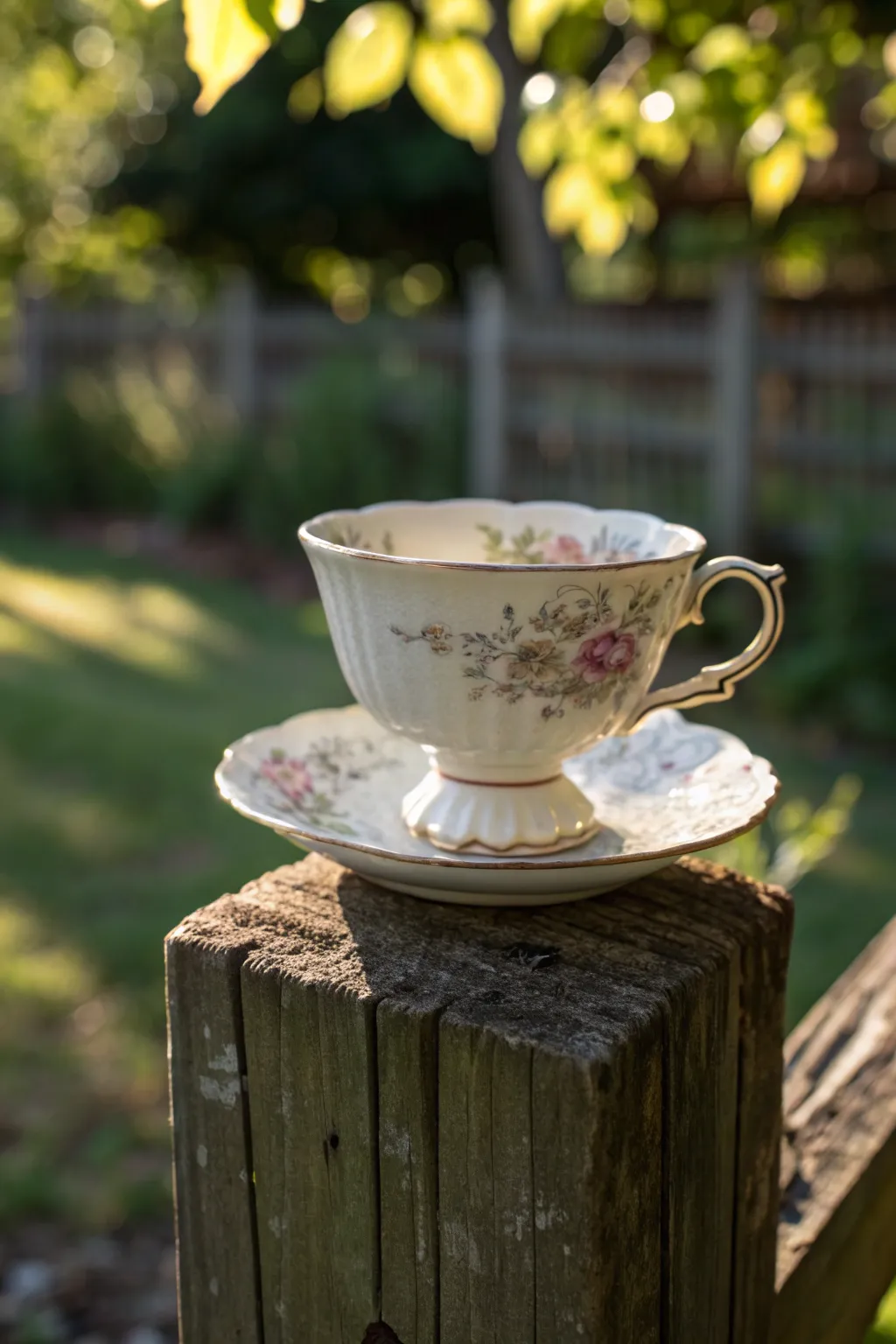 Elevate your fence with a touch of whimsy and nostalgia using vintage teacup caps.
