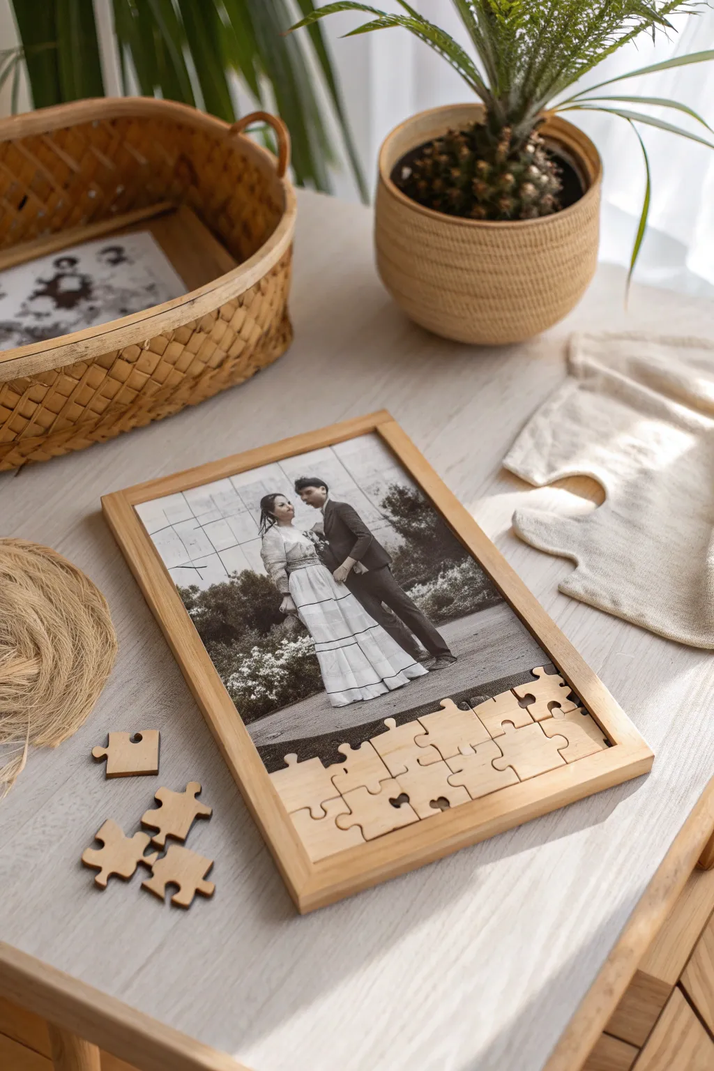 Piece by piece, relive your special day with a personalized puzzle, perfect for intimate moments together.