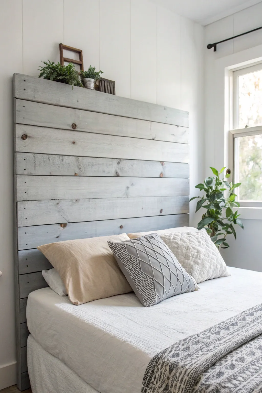 Embrace the art of simplicity with a monochrome headboard design that soothes and enchants.