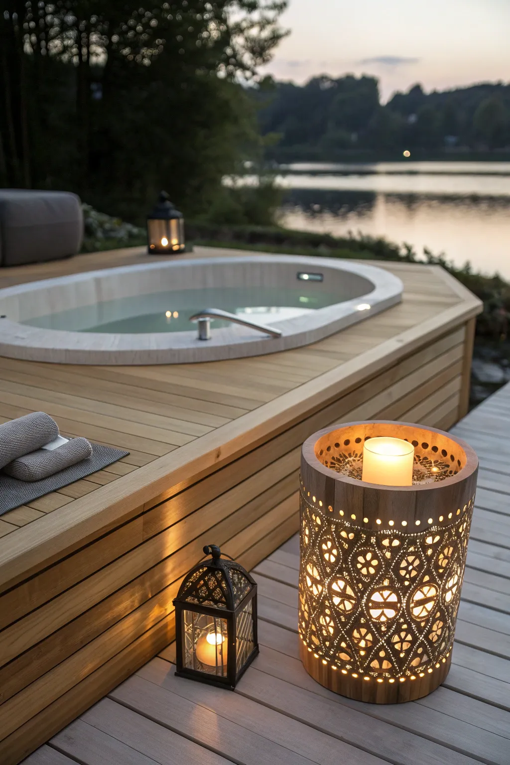 Illuminate your evenings with enchanting DIY hot tub table lighting.