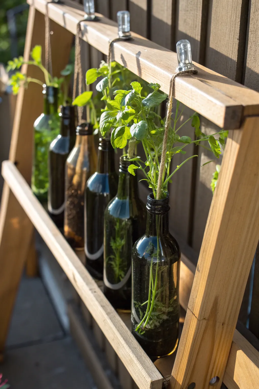 Innovative and Sustainable: Elevate your herb garden with this handcrafted bottle drip system.