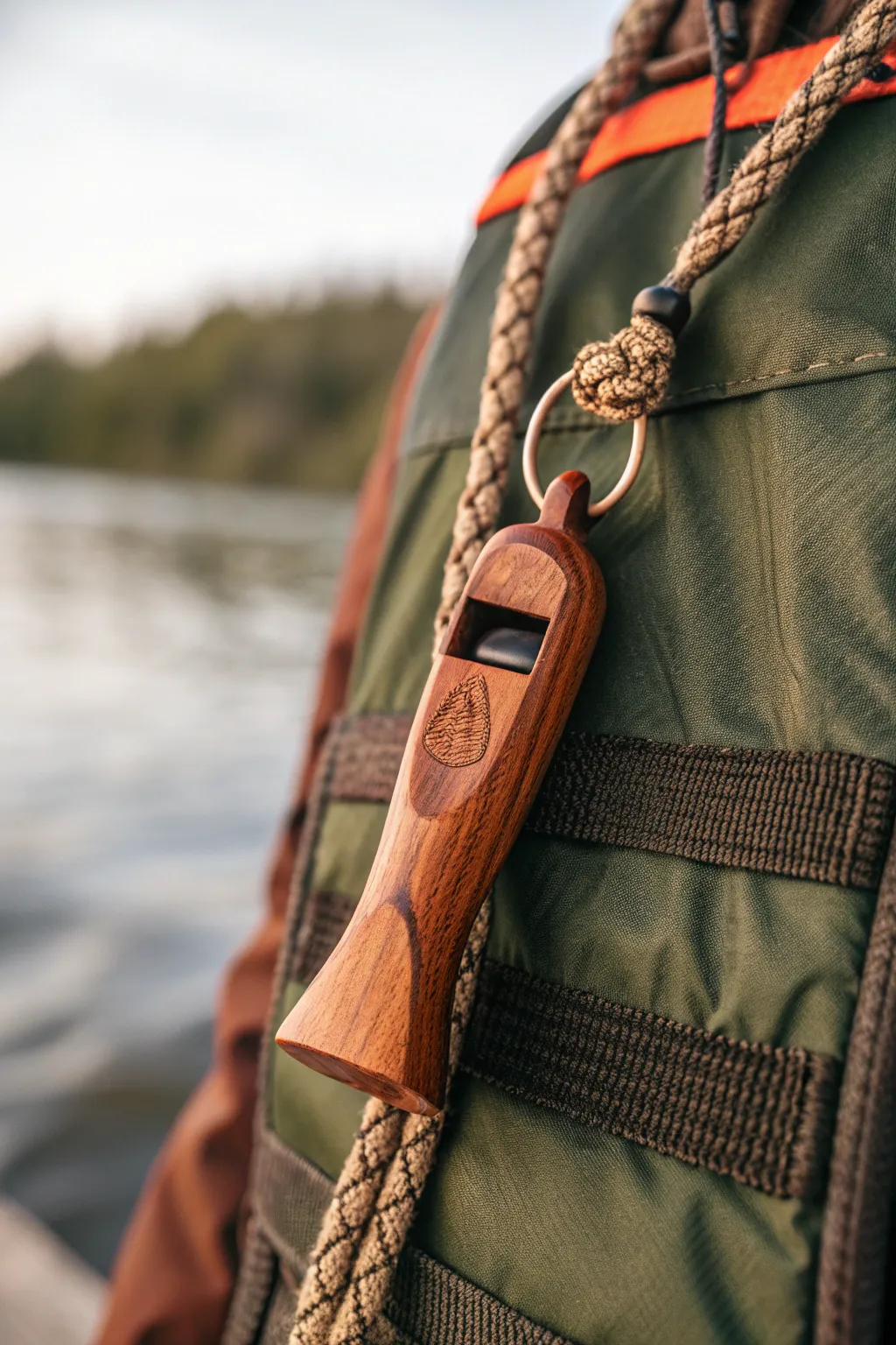 Craftsmanship meets safety: A beautifully carved emergency whistle for peace of mind on the water.