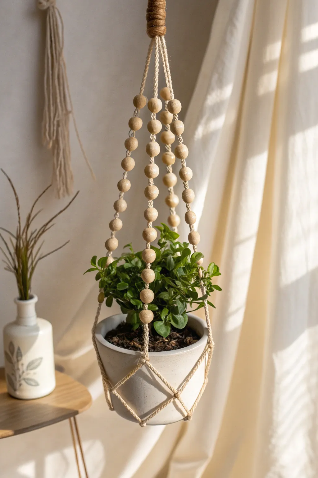 Elevate her space with a handmade beaded plant hanger, the perfect blend of simplicity and boho charm.