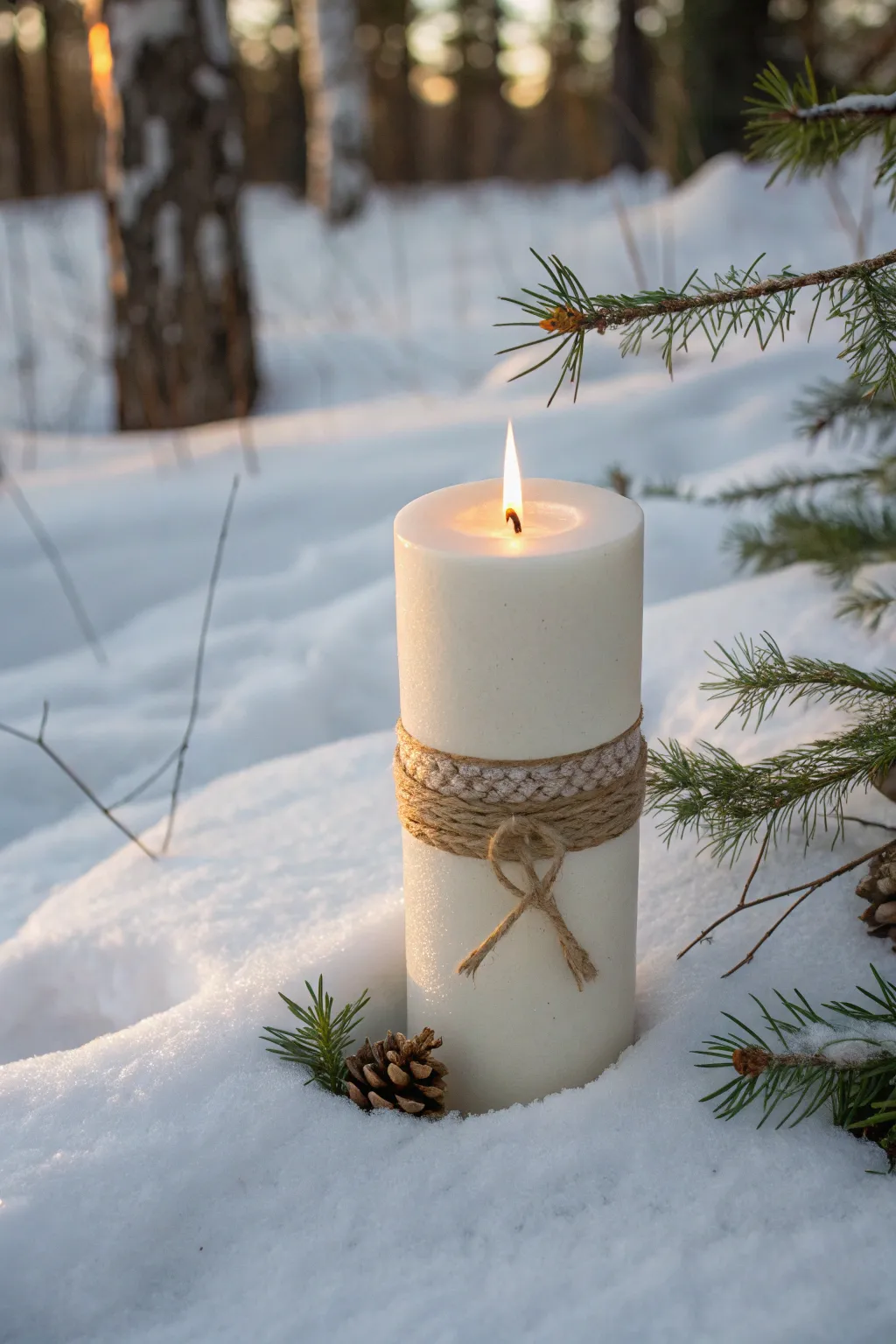 Illuminate your outdoor space with the enchanting glow of DIY giant Christmas candles, perfect for a minimalist winter wonderland.