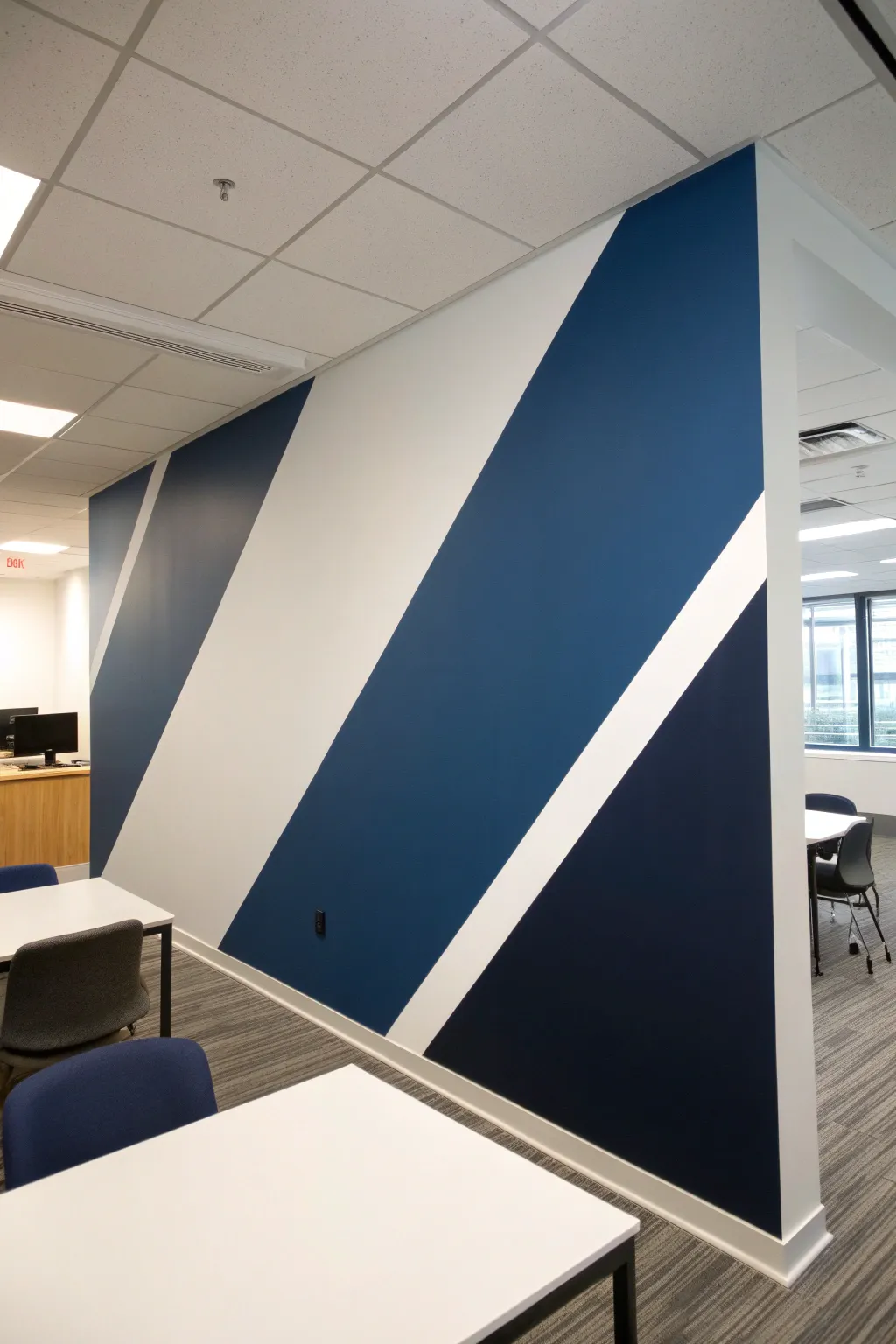 Transform your space with striking diagonal color blocks for a bold and modern look.