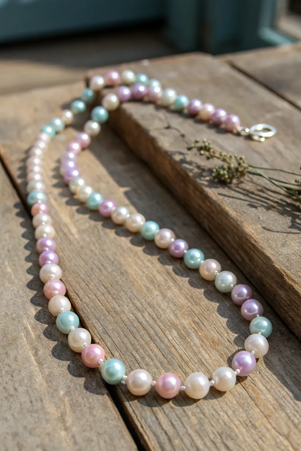 Embrace playful elegance with this colorful pearl necklace, perfect for adding a touch of whimsy to any outfit.