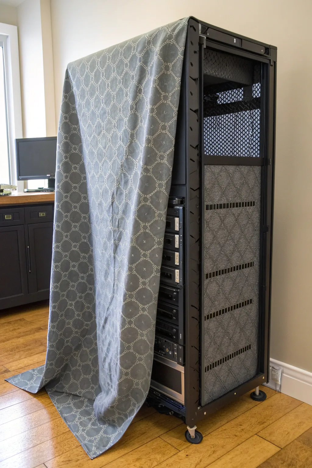Elevate your tech setup with a ventilated fabric cover—where craftsmanship meets technology.