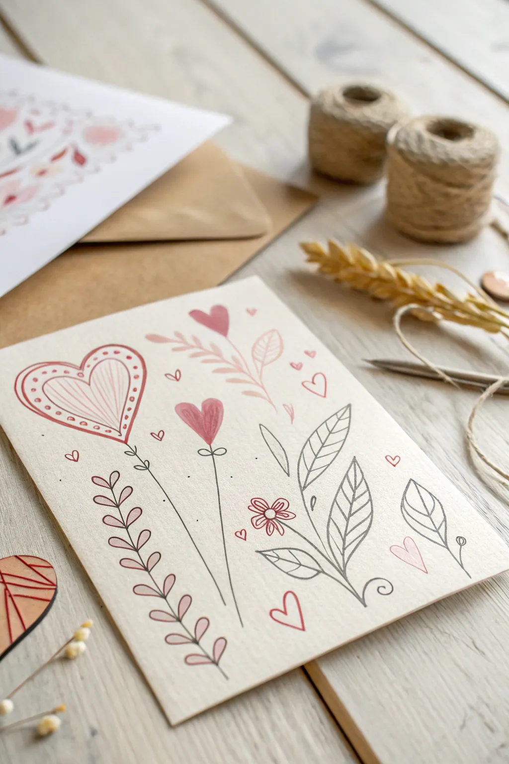 Express your love with hand-drawn doodles: a minimalist touch for a heartfelt Valentine's card.
