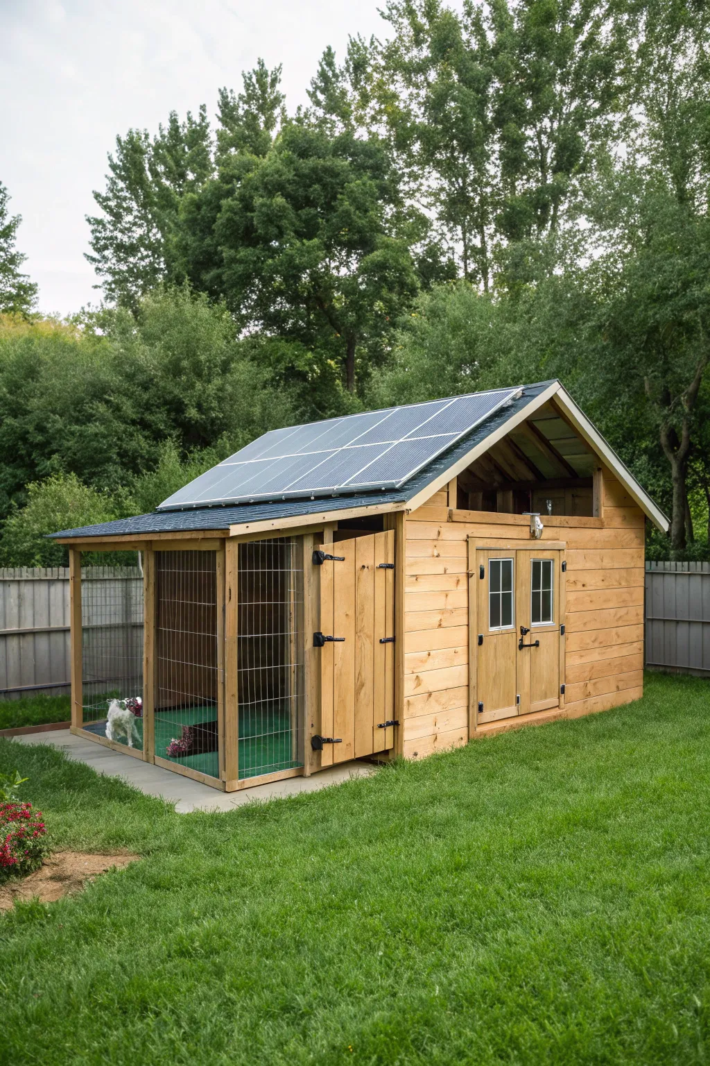 Solar power options make the kennel sustainable and cost-effective.