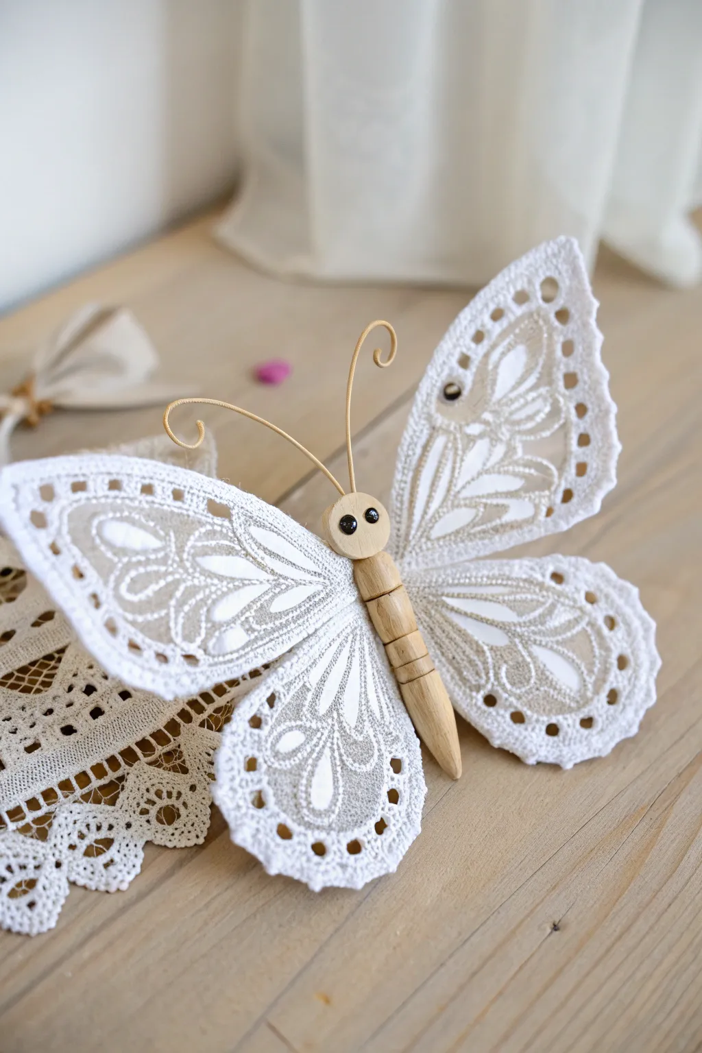Whimsy meets craftsmanship in this charming doily butterfly craft—simple elegance for every creative soul.