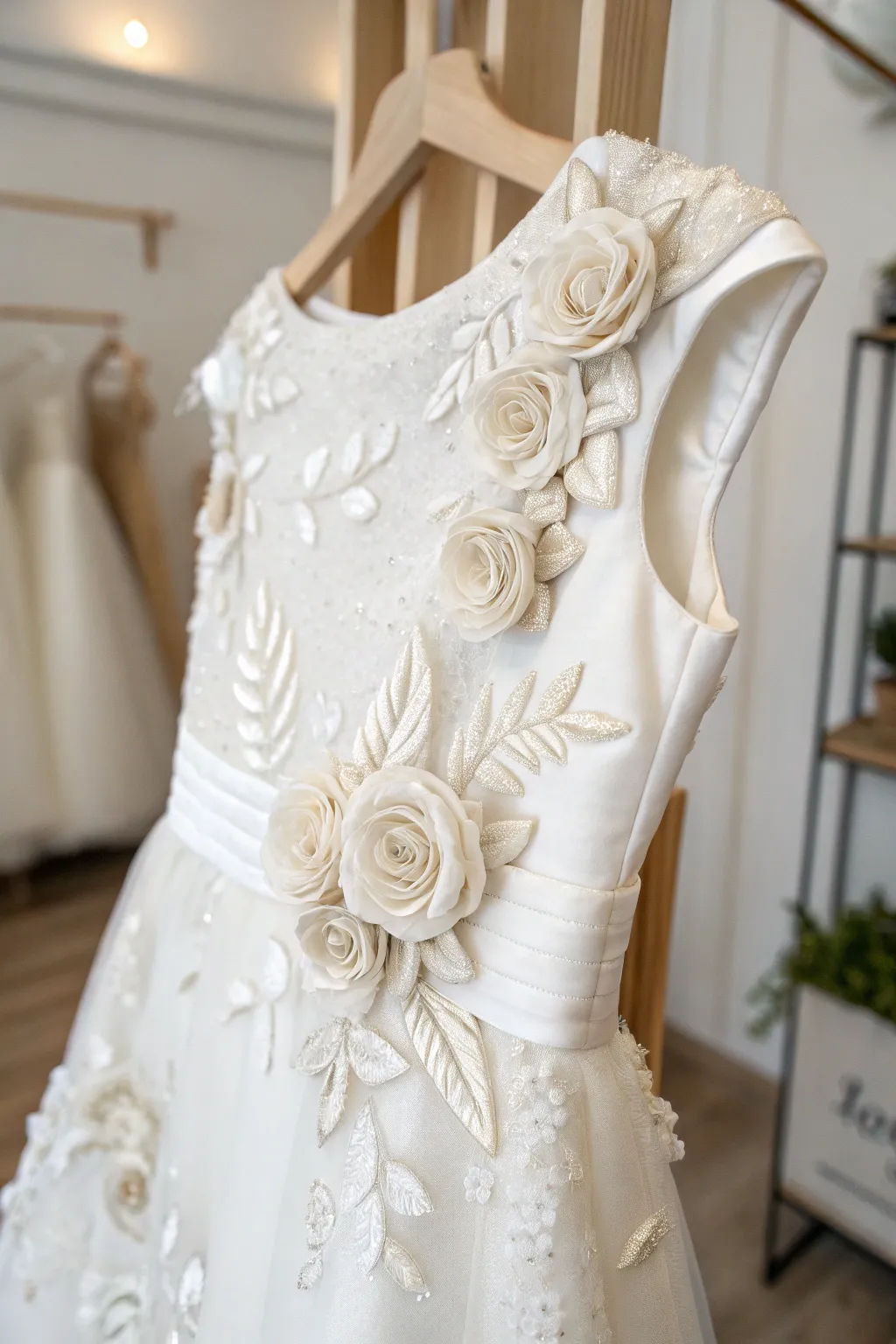 Embrace the romance of nature with delicate floral appliques.