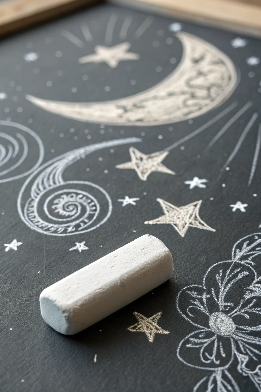 Dream among the stars and galaxies with this minimalist cosmic chalk art.