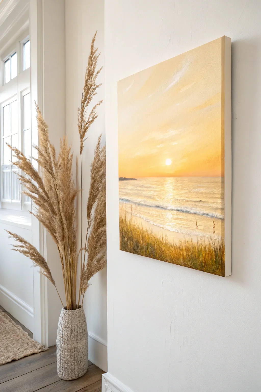 Capture the warmth of a golden horizon in minimalist style.
