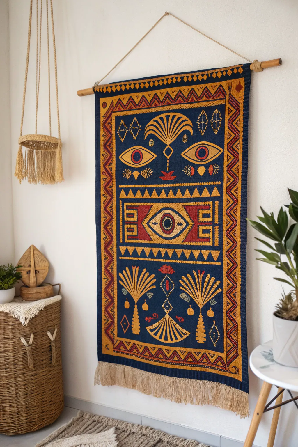 Add a touch of ancient elegance to your home with this stunning Egyptian-inspired tapestry. Perfect for those who love minimalism with a bohemian flair.