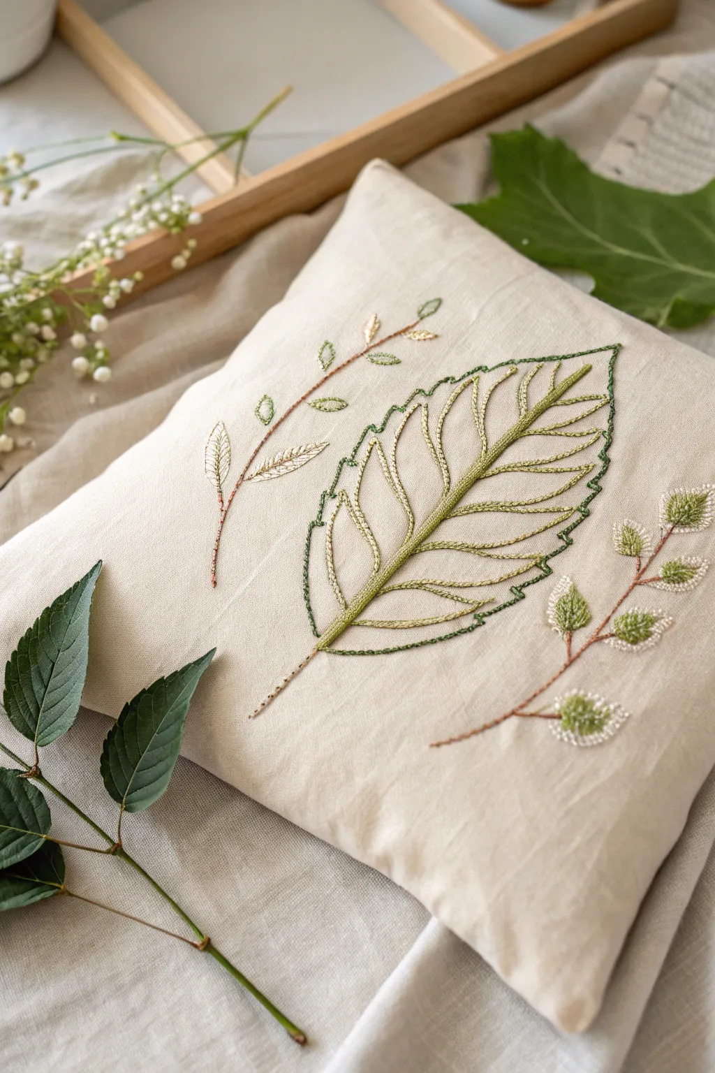 Discover serenity in nature-inspired embroidery, where simplicity meets elegance.