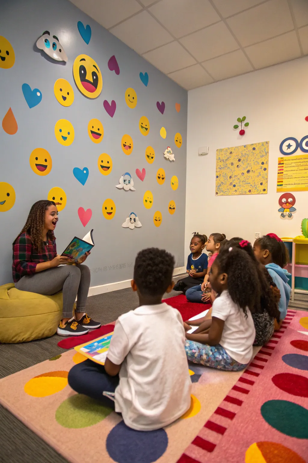An engaging emoji-themed story time captivates young minds.