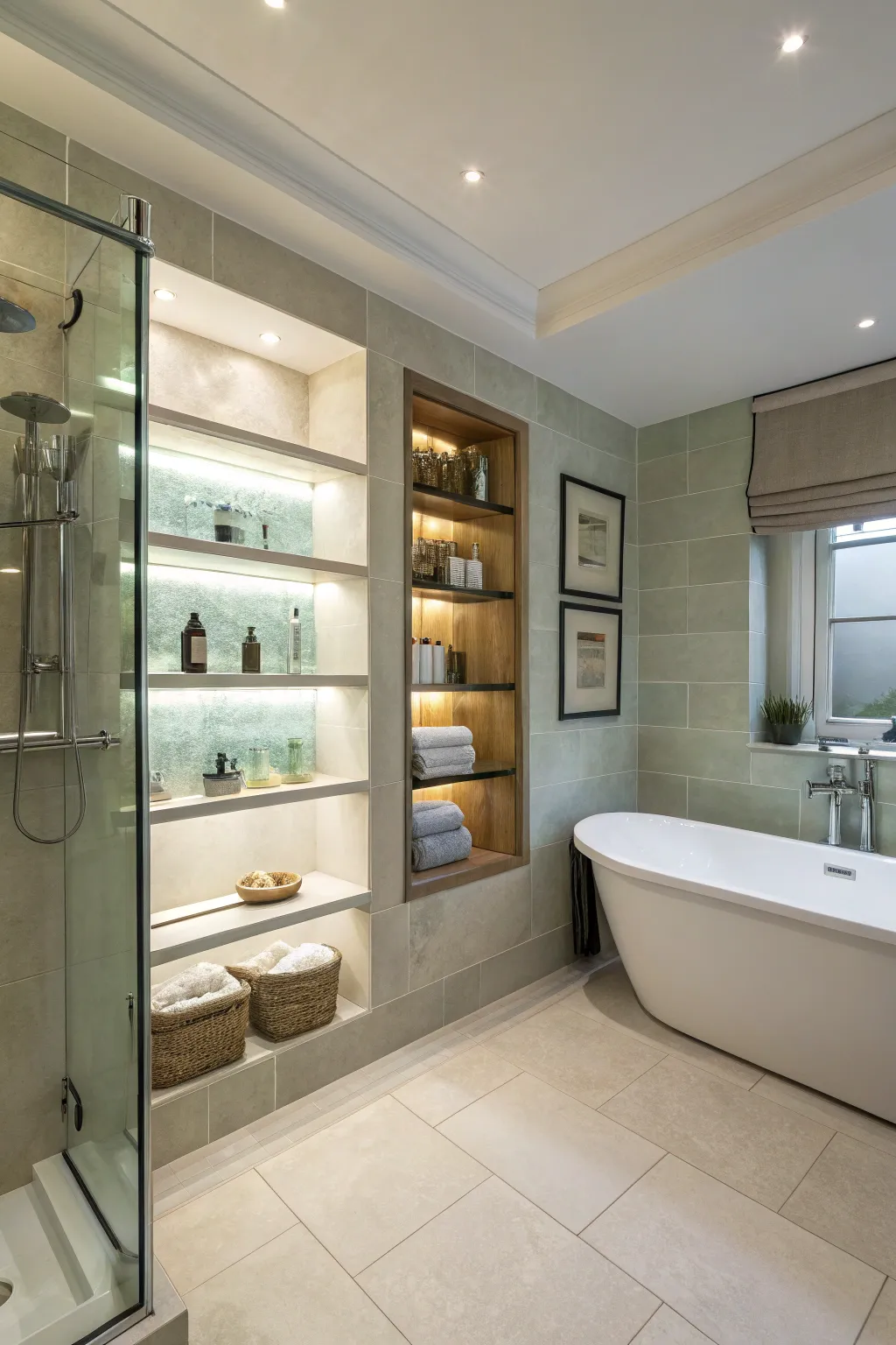 Keep it sleek with recessed shelving.