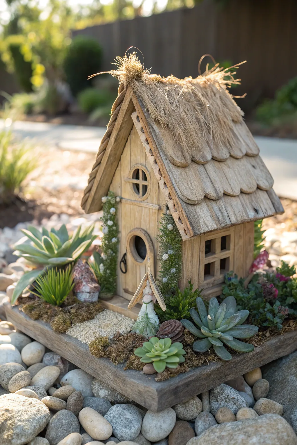 Create a magical fairy garden with this charming Scandinavian-inspired birdhouse!